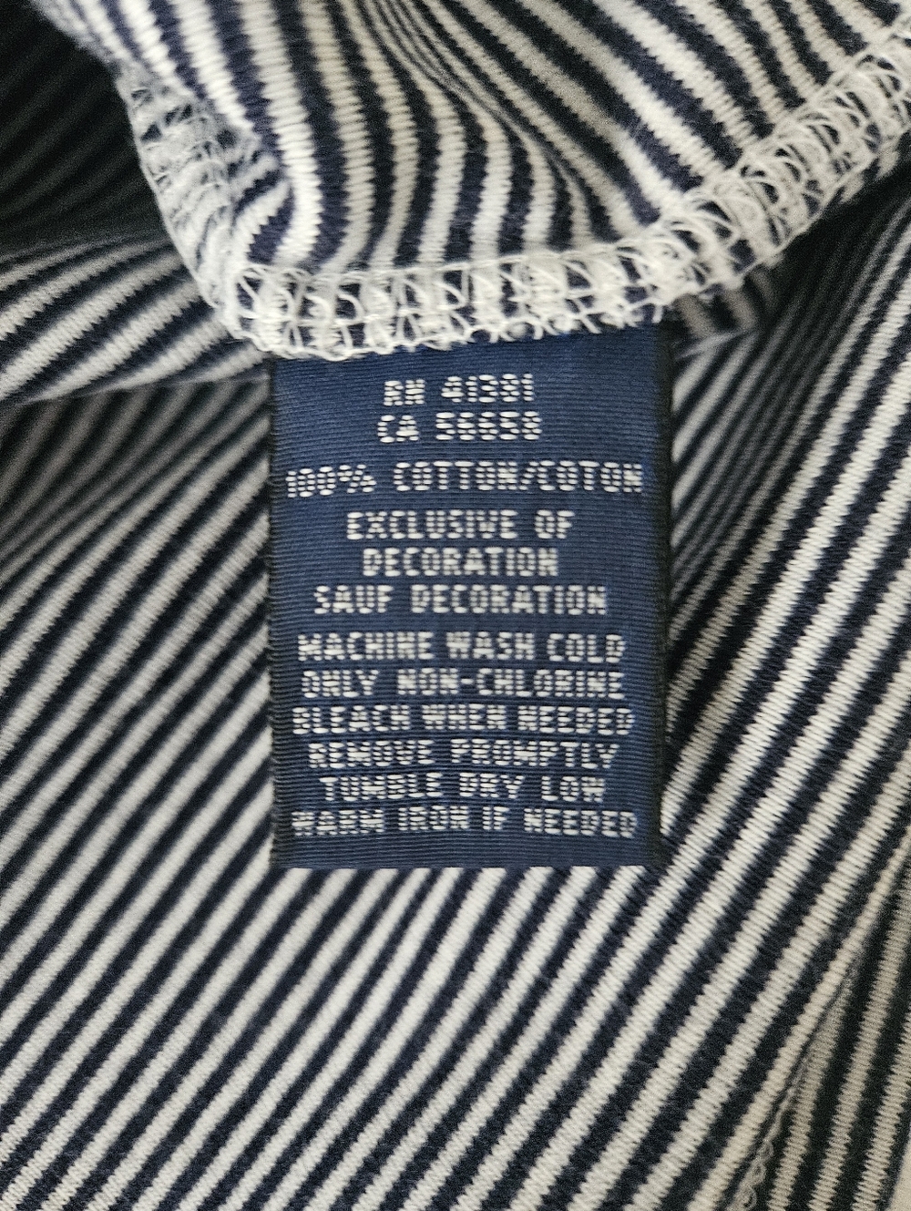 RALPH LAUREN Navy & White Striped Logo Short Sleeve T-Shirt | SZ L - Picture 8 of 9